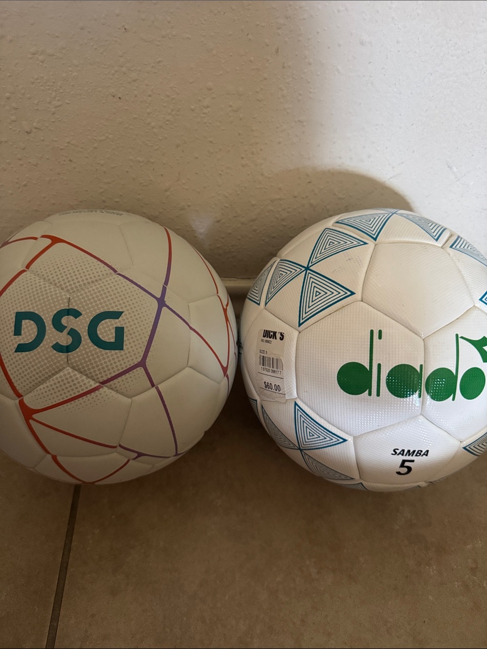 Diadora White Soccer Ball and DSG Teal Logo and Light Blue Accent SOCCER BALL